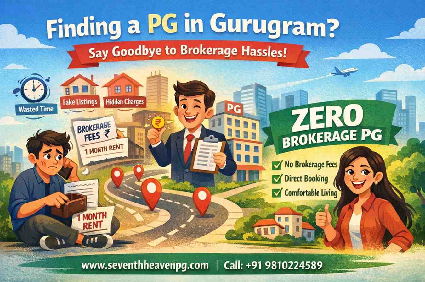 PG in Gurugram 0 Brokerage – Save Money & Avoid Broker Problems