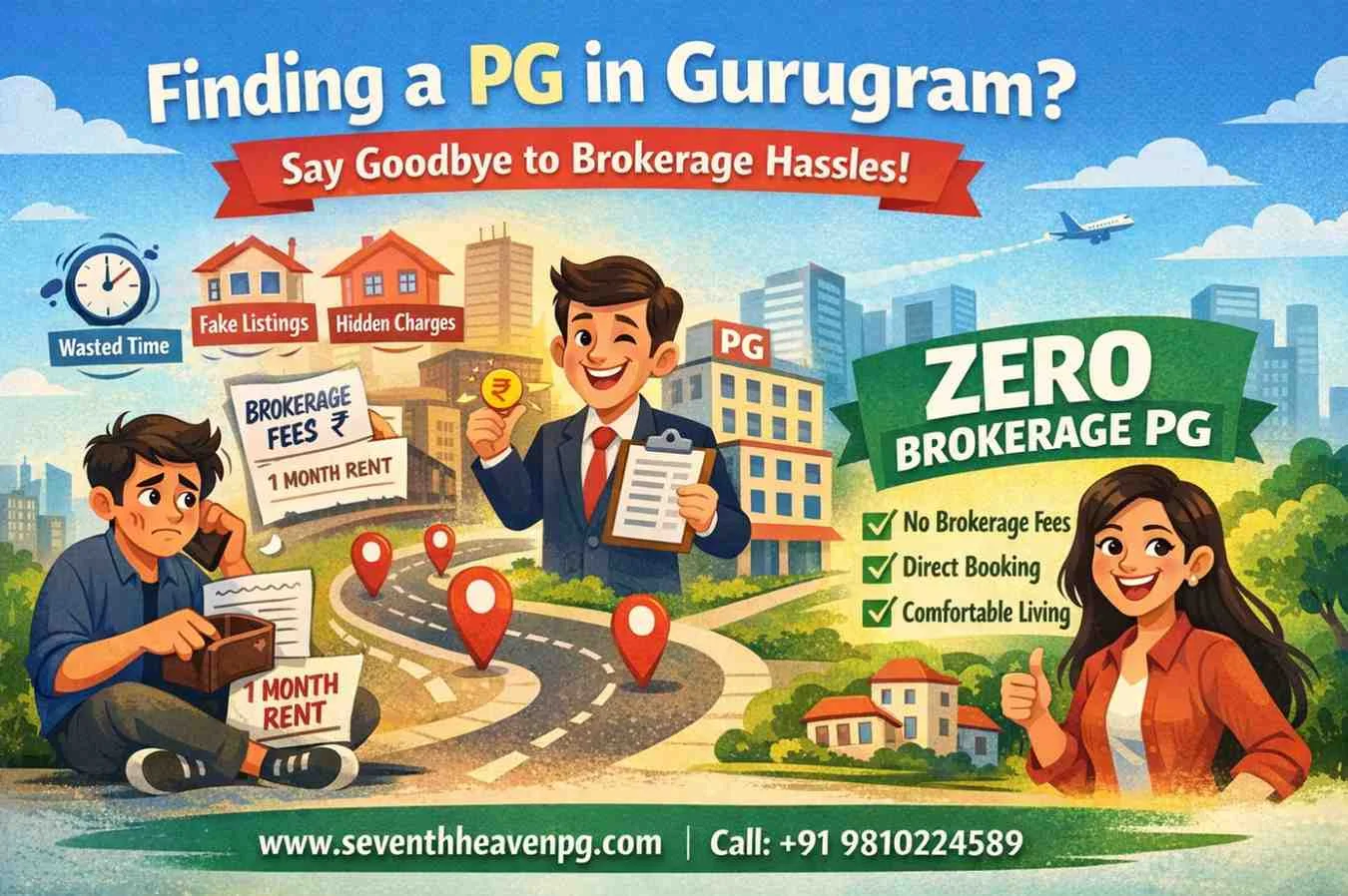 PG in Gurugram 0 Brokerage – Save Money & Avoid Broker Problems